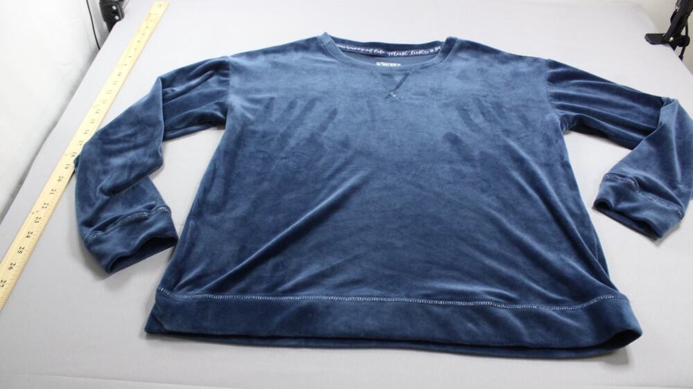 Muk Luks Crewneck Sweatshirt Womens L Blue Soft Lounge Pullover Drop Shoulders
